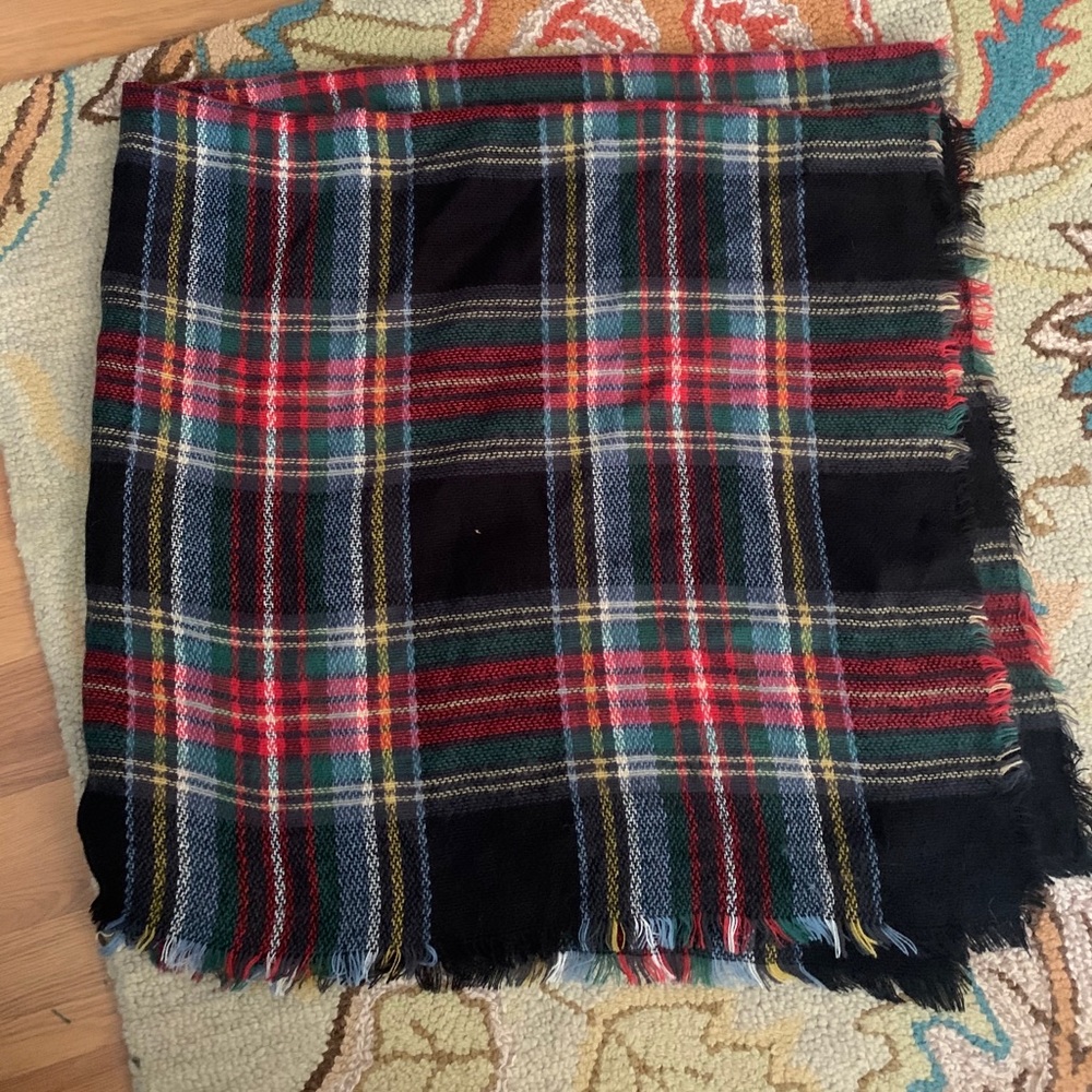 Plaid blanket scarf